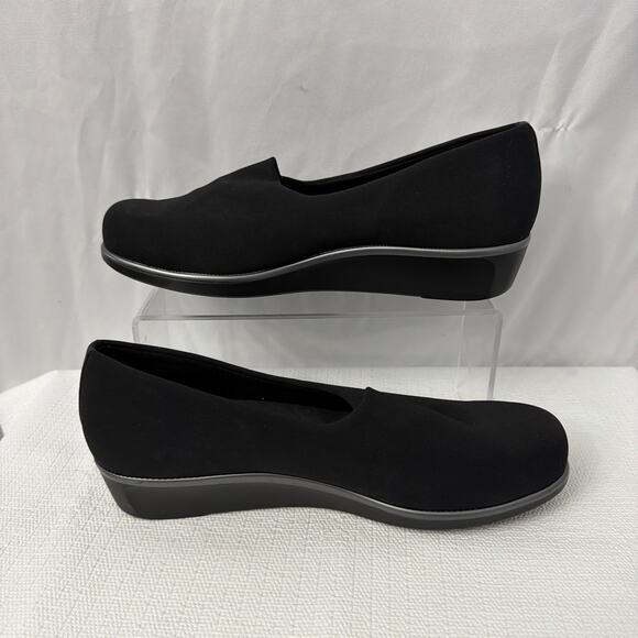 SAS Shoes Womens 10 M Bliss Black Stretch Fabric Upper Wedge Slip On Career - Picture 10 of 11